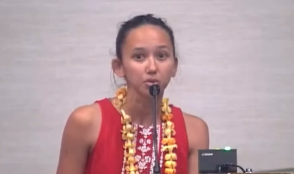 Maui resident Stacey Alapai said she was shocked Renovation Aloha aired footage of ancestral remains. (Screenshot: Maui County Council/2025)