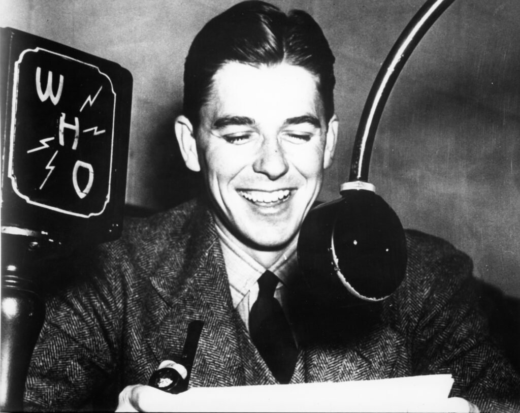1934-1937 Ronald Reagan as a WHO Radio announcer in Des Moines Iowa