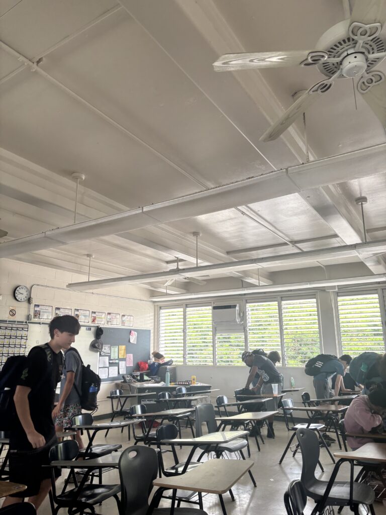 Classrooms housing health and physical education classrooms currently lack air conditioning and overhead lights at Kalāheo High School.