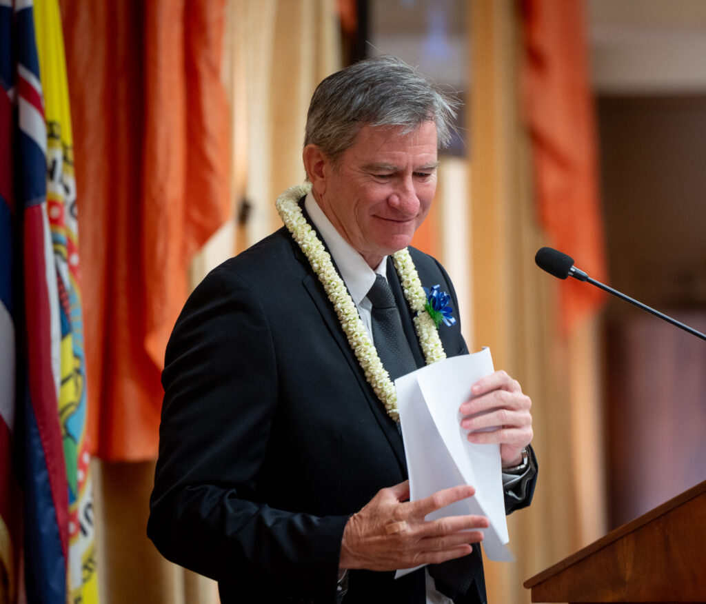Chair Tommy Waters at City Council chambers in Honolulu May 13, 2026. (Craig Fujii/Civil Beat/2026)