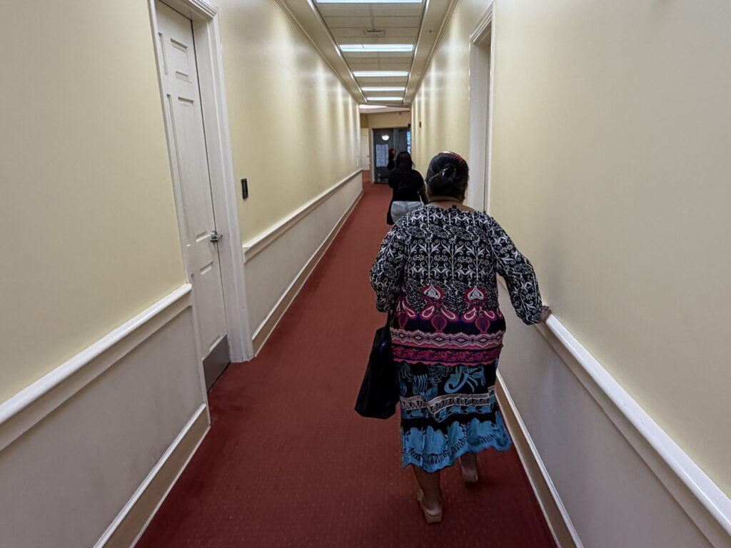 Marianeina Joseph and her mother Andarina Petero walk to the office for their Work Hawaii appointment. (Civil Beat photo Ronen Zilberman)